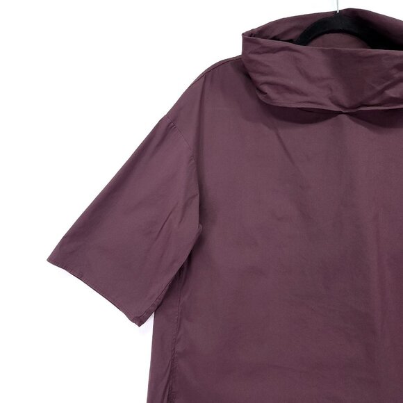 COS Roll Neck Tunic Top Size 4 Quarter Sleeve Minimalist Blouse Long Back Hem - Picture 11 of 16